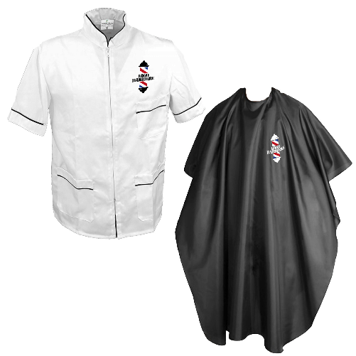 Kit Barbiere con Casacca e Mantella - Personalizzabile con Nome e Logo S Bianco